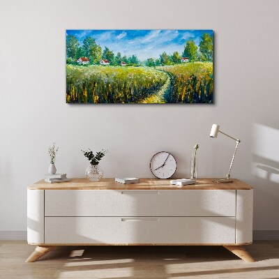 Summer landscapes with country houses Print on canvas