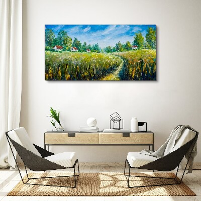 Summer landscapes with country houses Print on canvas