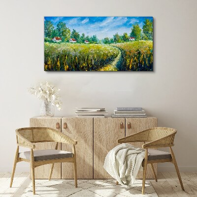 Summer landscapes with country houses Print on canvas