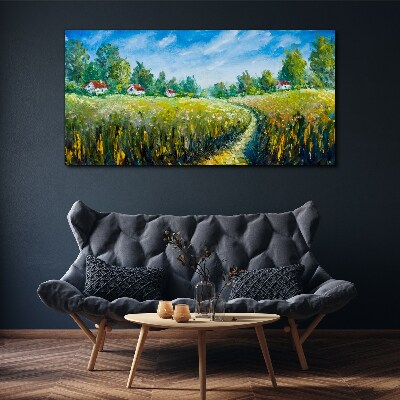Summer landscapes with country houses Print on canvas
