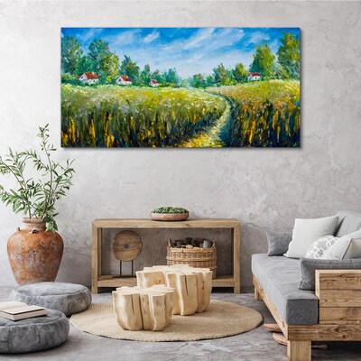 Summer landscapes with country houses Print on canvas