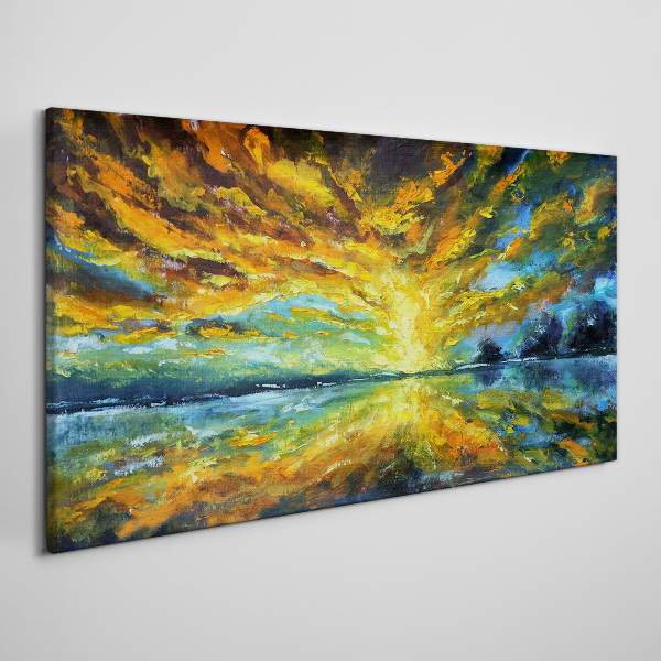 Golden clouds over calm water Canvas wall art