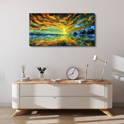 Golden clouds over calm water Canvas wall art