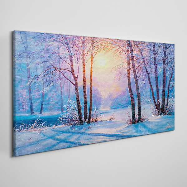 Winter morning in the forest Print on canvas