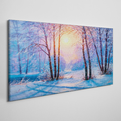 Winter morning in the forest Print on canvas