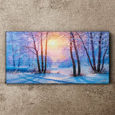 Winter morning in the forest Print on canvas