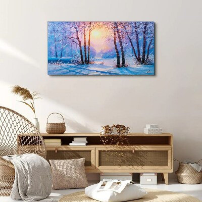 Winter morning in the forest Print on canvas