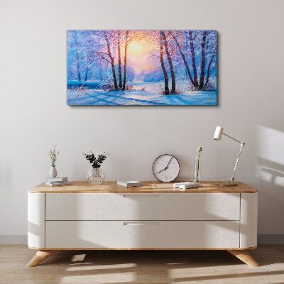 Winter morning in the forest Print on canvas