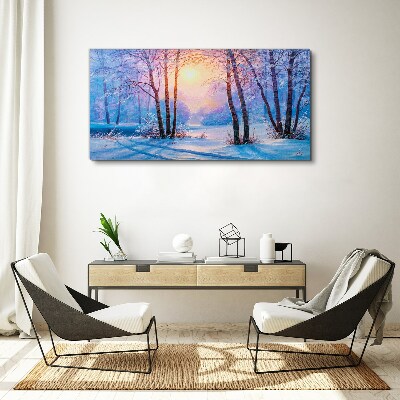 Winter morning in the forest Print on canvas