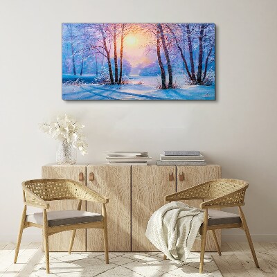 Winter morning in the forest Print on canvas