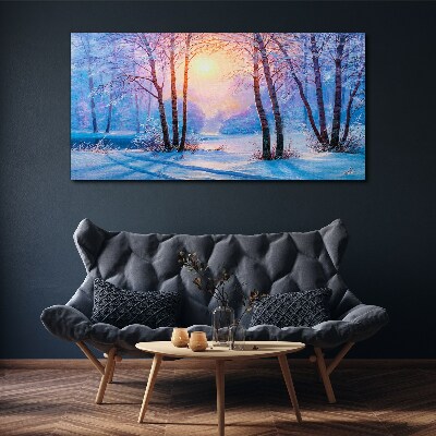 Winter morning in the forest Print on canvas