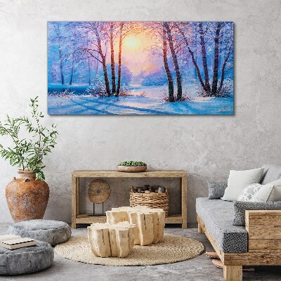 Winter morning in the forest Print on canvas