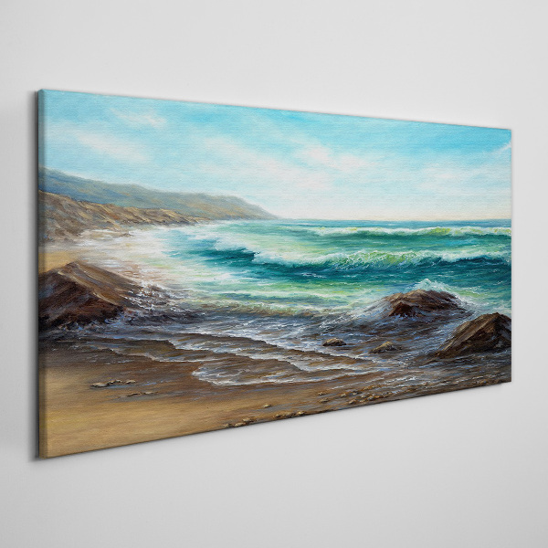 Calm waves on the seashore Print on canvas