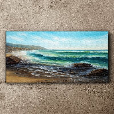 Calm waves on the seashore Print on canvas