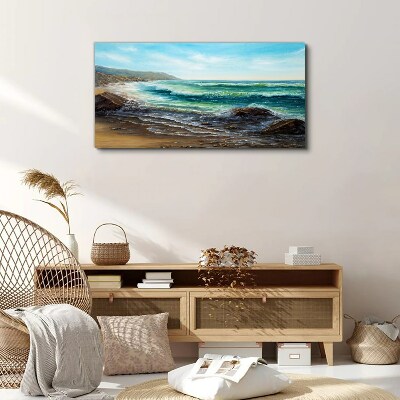 Calm waves on the seashore Print on canvas
