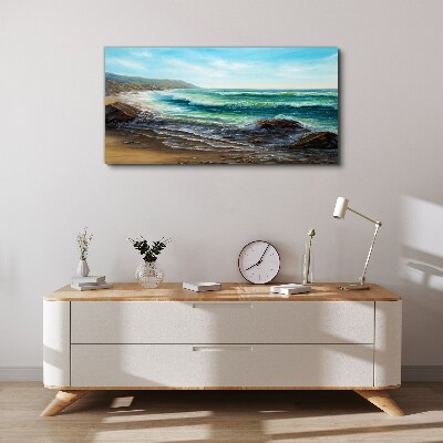 Calm waves on the seashore Print on canvas