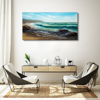 Calm waves on the seashore Print on canvas