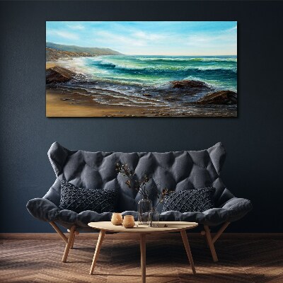 Calm waves on the seashore Print on canvas