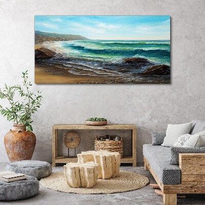 Calm waves on the seashore Print on canvas