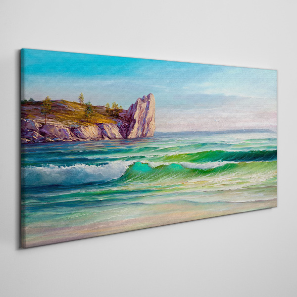 Coast waves nature Canvas Wall art