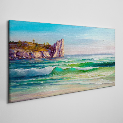 A wave in green and blue Print on canvas