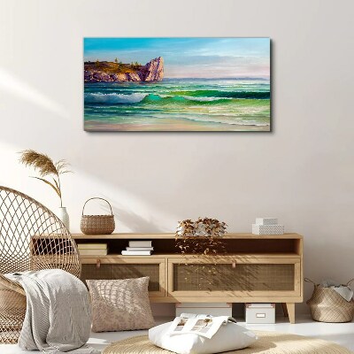 A wave in green and blue Print on canvas