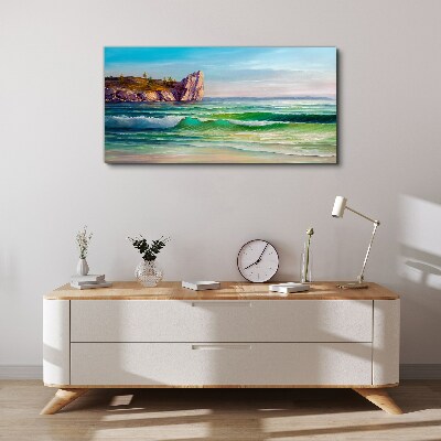 A wave in green and blue Print on canvas