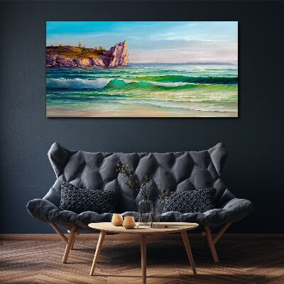 A wave in green and blue Print on canvas