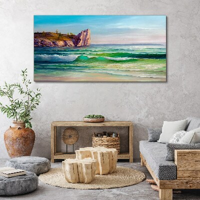 A wave in green and blue Print on canvas