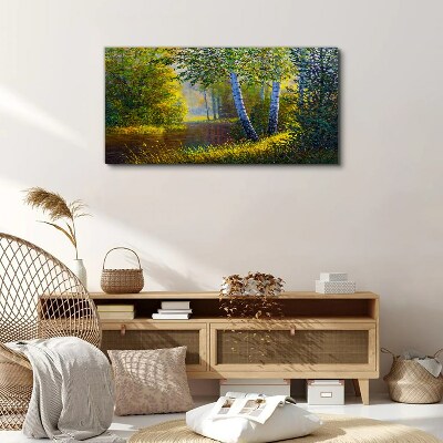 Golden light on the river bank Canvas wall art