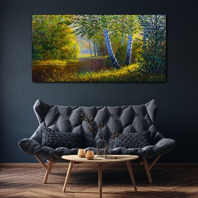 Golden light on the river bank Canvas wall art