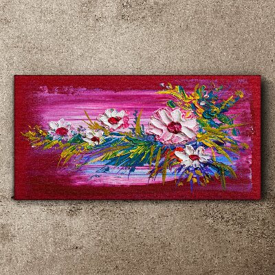 Flowers on a pink background Canvas wall art
