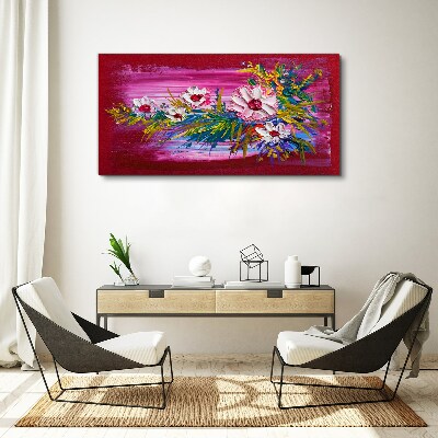 Flowers on a pink background Canvas wall art