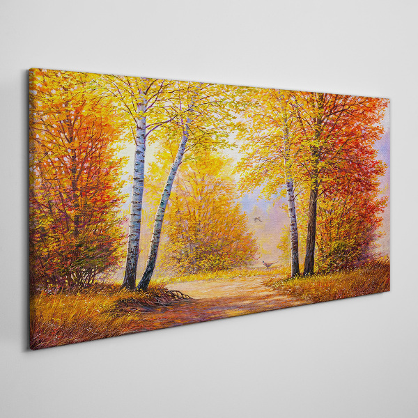 Golden autumn in the forest Print on canvas