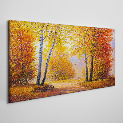 Golden autumn in the forest Print on canvas