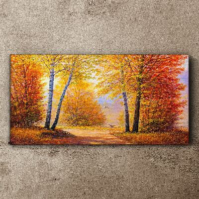 Golden autumn in the forest Print on canvas