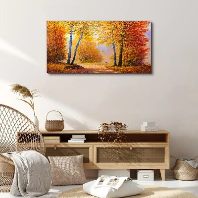 Golden autumn in the forest Print on canvas