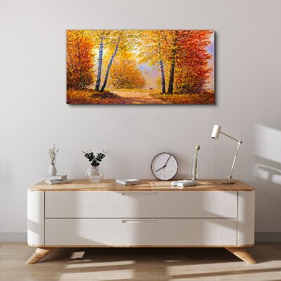 Golden autumn in the forest Print on canvas