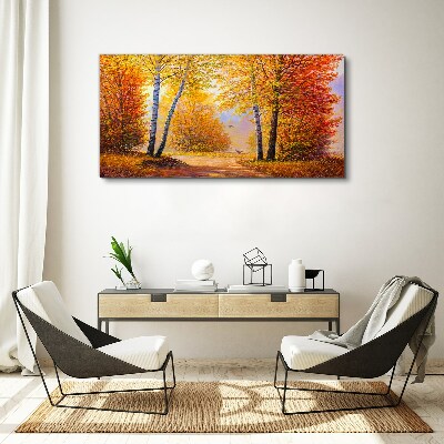 Golden autumn in the forest Print on canvas
