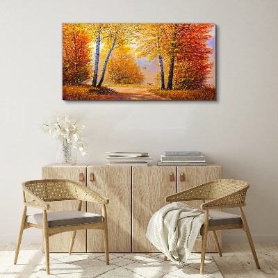 Golden autumn in the forest Print on canvas