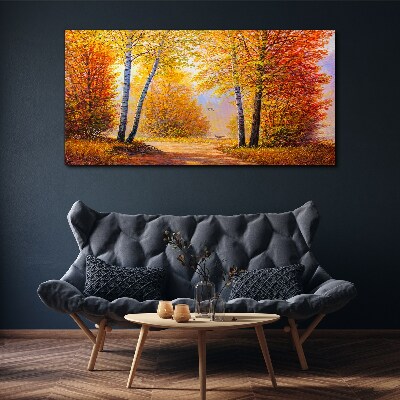 Golden autumn in the forest Print on canvas