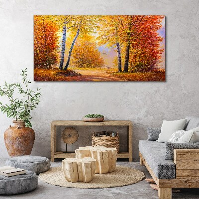 Golden autumn in the forest Print on canvas