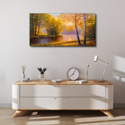 Flowers river nature Canvas Wall art