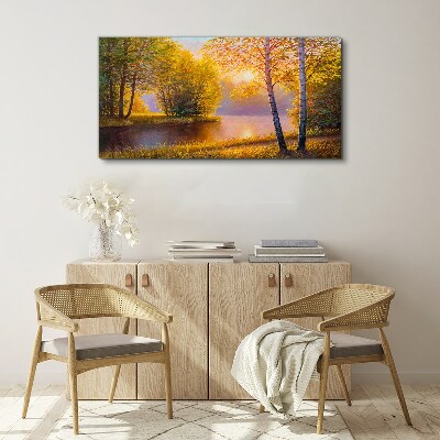 Flowers river nature Canvas Wall art