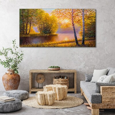 Flowers river nature Canvas Wall art