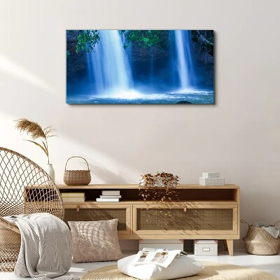 Waterfall in blue Canvas wall art