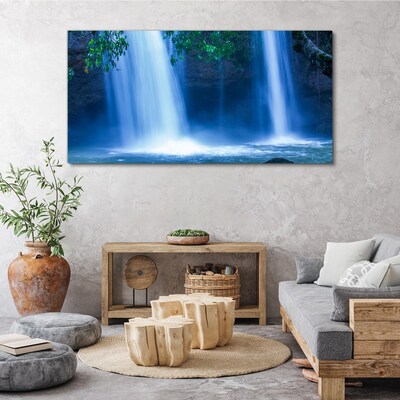 Waterfall in blue Canvas wall art