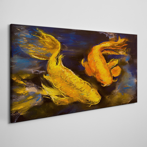 Golden fish in water dance Print on canvas