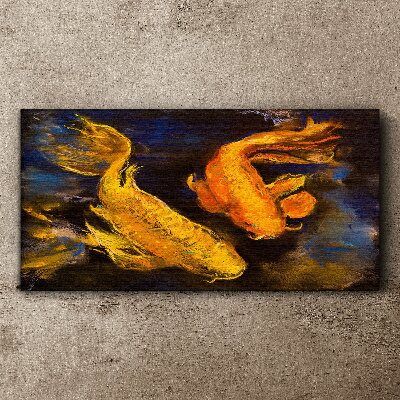 Golden fish in water dance Print on canvas