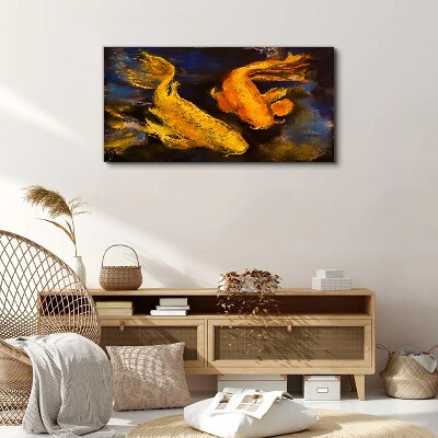 Golden fish in water dance Print on canvas